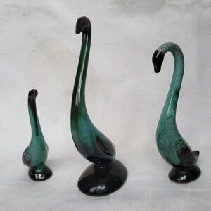 Flock of small Blue Mountain Pottery Canada Geese